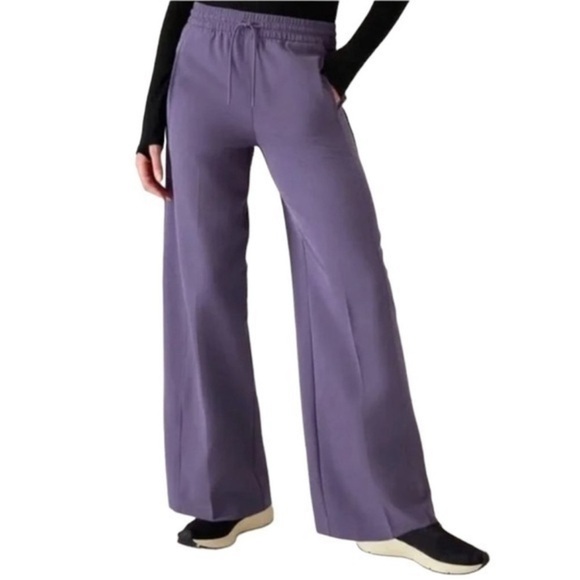 Athleta Stride Wide Leg Pants Purple Large Pull-On Stretch - Picture 1 of 7
